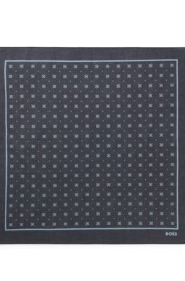 Italian-made bandana in printed cotton, Dark Blue