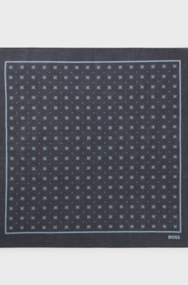 Italian-made bandana in printed cotton, Dark Blue
