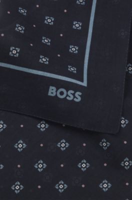 Italian-made bandana in printed cotton, Dark Blue