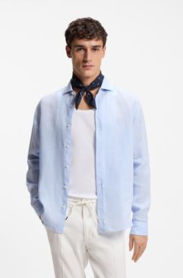 Italian-made bandana in printed cotton, Dark Blue