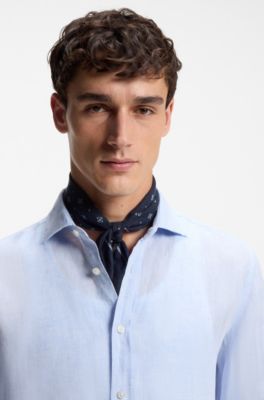 Italian-made bandana in printed cotton, Dark Blue