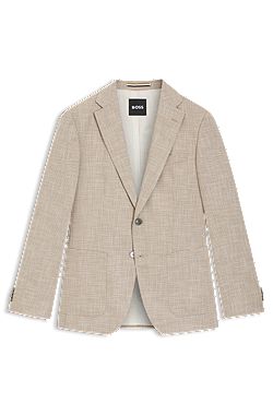 Regular-fit blazer in checked comfort-stretch fabric