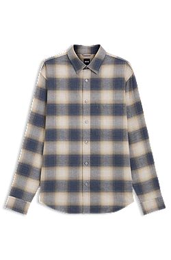 Relaxed-fit shirt in checked cotton flannel