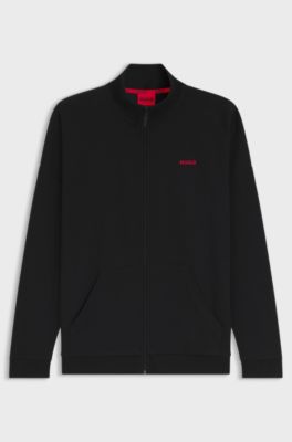 Relaxed-fit jacket in a waffle-structured cotton blend, Black