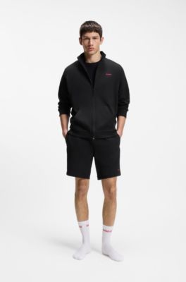 Relaxed-fit jacket in a waffle-structured cotton blend, Black