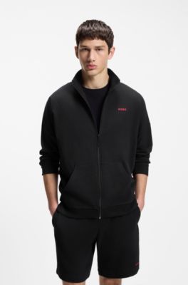 Relaxed-fit jacket in a waffle-structured cotton blend, Black