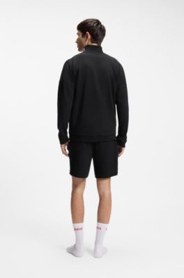 Relaxed-fit jacket in a waffle-structured cotton blend, Black