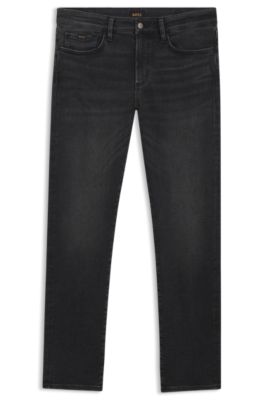 Slim-fit jeans in black performance denim, Black
