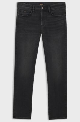 Slim-fit jeans van hoogwaardig zwart denim, Zwart