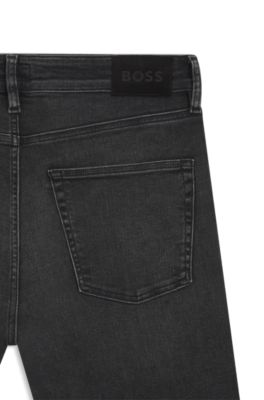Slim-fit jeans in black performance denim, Black