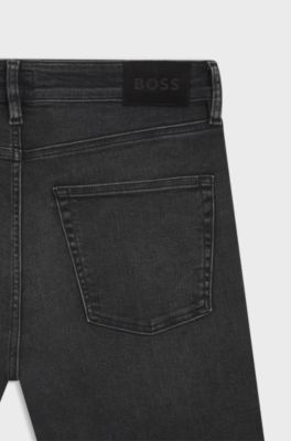 Slim-fit jeans van hoogwaardig zwart denim, Zwart
