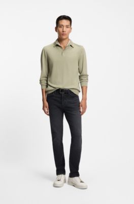 Slim fit-jeans i svart performance-denim, Svart