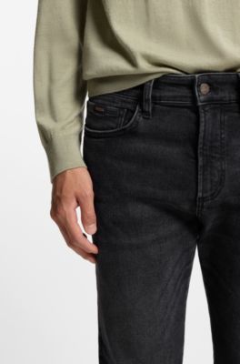 Slim-fit jeans van hoogwaardig zwart denim, Zwart
