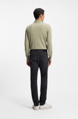 Slim-fit jeans van hoogwaardig zwart denim, Zwart
