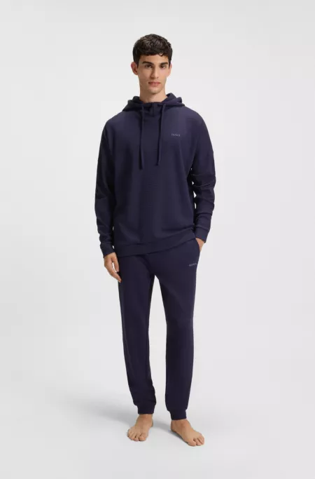 Sweat à capuche en jacquard gaufré de coton mélangé