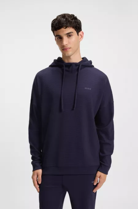 Sweat à capuche en jacquard gaufré de coton mélangé