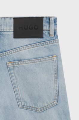 Mom-Fit-Jeans aus blauem Denim, Hellblau