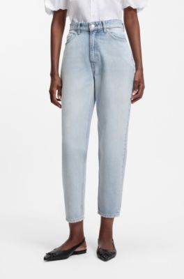 Mom-fit jeans in blue denim, Light Blue