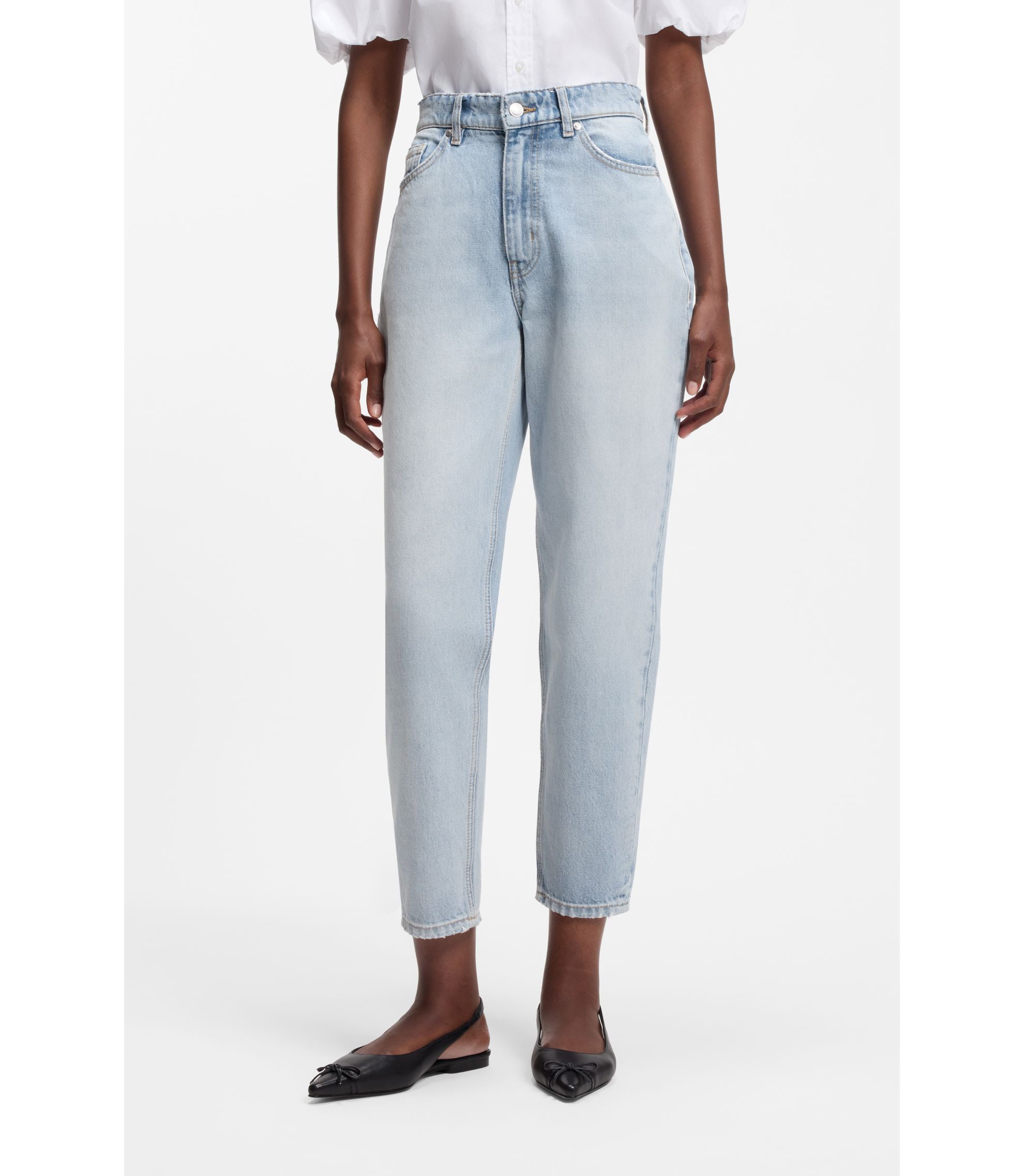 Mom-Fit-Jeans aus blauem Denim