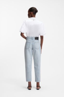 Mom-fit jeans in blue denim, Light Blue