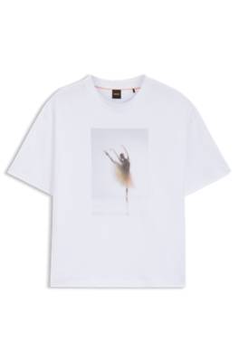 Stretch-cotton T-shirt with ballet artwork 1