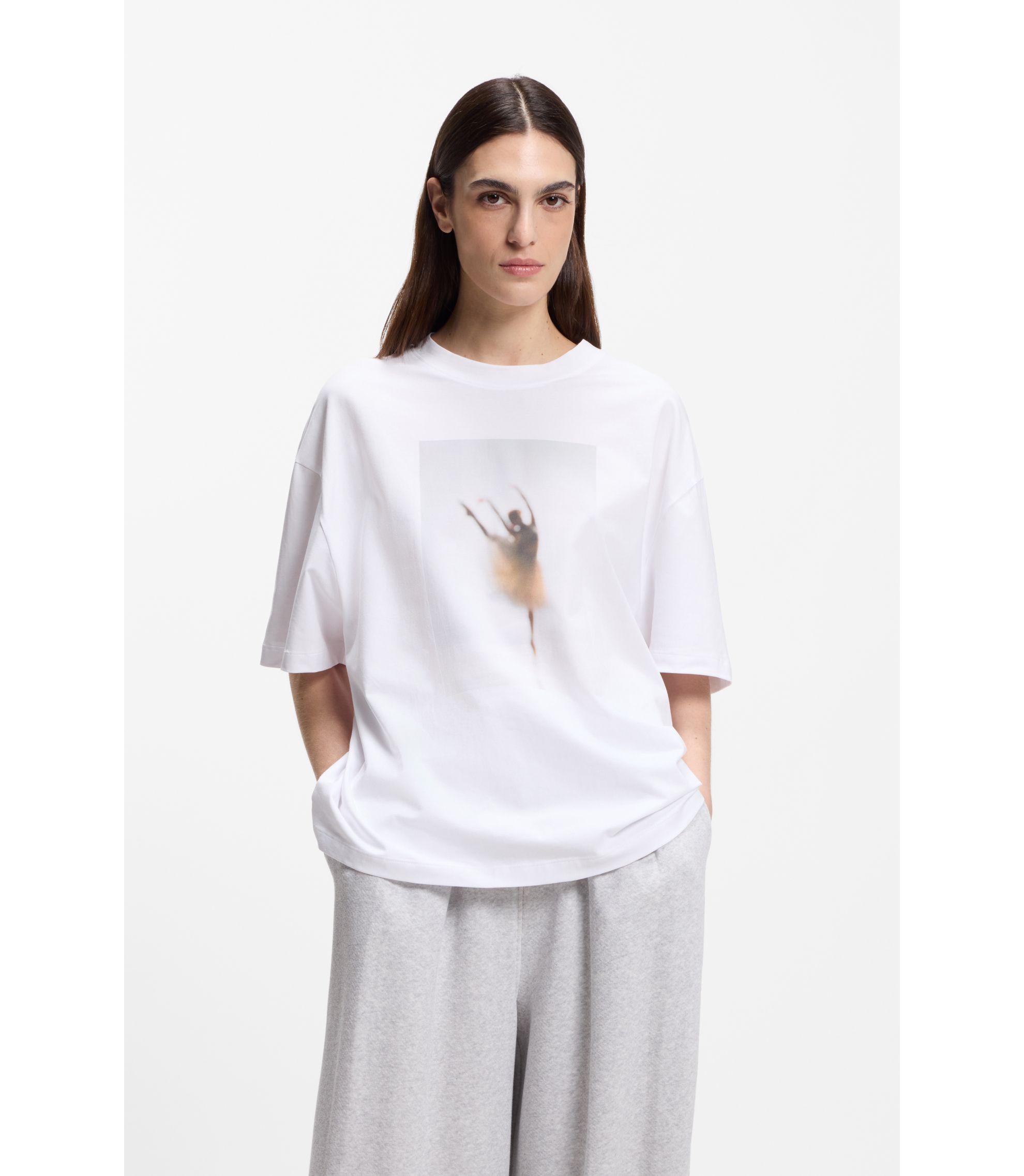 T-Shirt aus Stretch-Baumwolle mit Ballett-Artwork