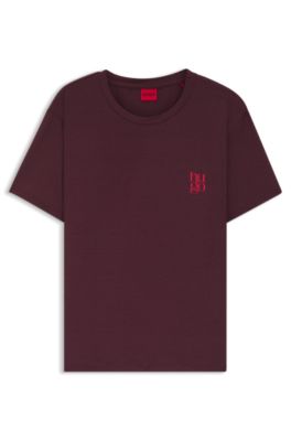 Pyjamas-t-shirt i stretchig jersey med logga, M&ouml;rkr&ouml;d