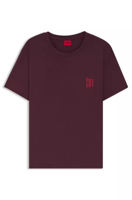 Stretch-jersey pyjama T-shirt with logo artwork