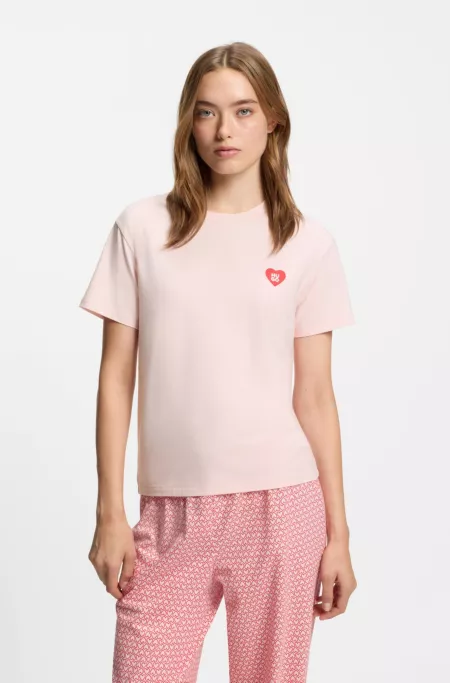 Stretch-jersey pyjama T-shirt with logo print