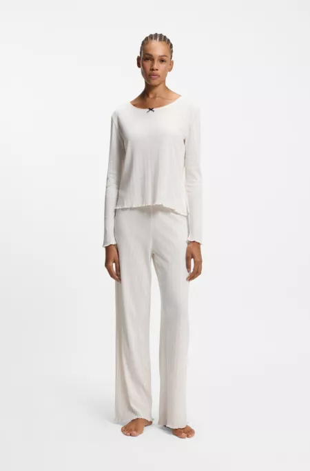 Pyjama-Top aus Pointelle mit Picot-Detail