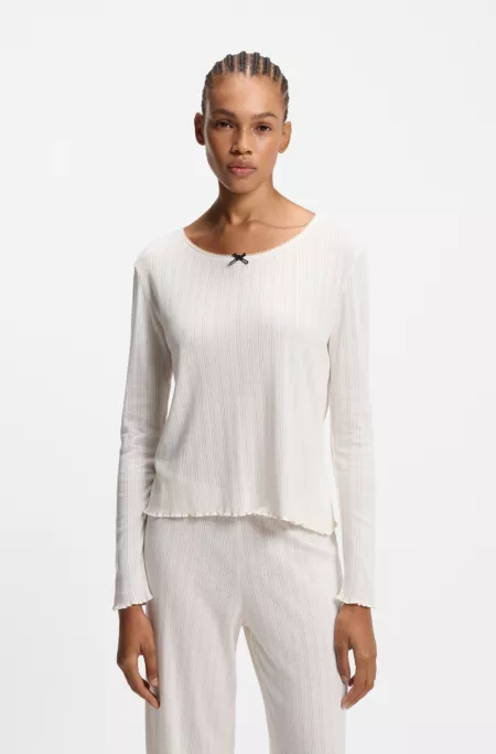 Pyjama-Top aus Pointelle mit Picot-Detail