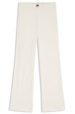 Pointelle pyjama bottoms with frilled trims 1