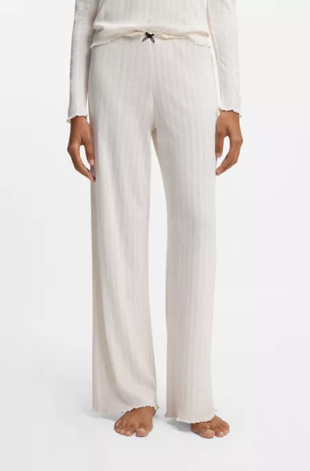 Bas de pyjama en pointelle avec finitions à volants