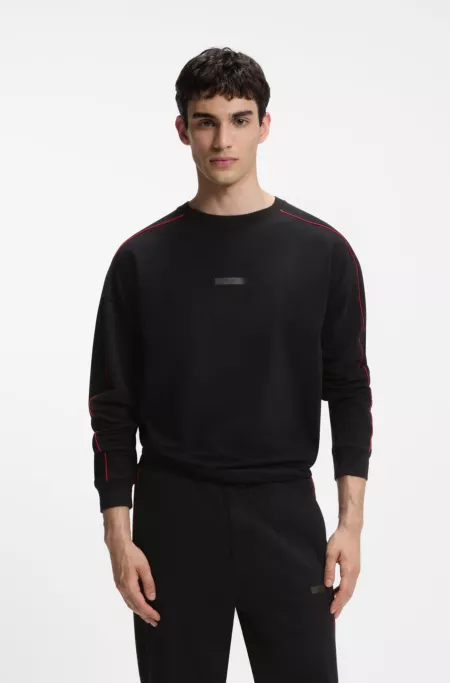 Sweat Relaxed en coton stretch avec passepoils contrastants