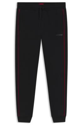 Stretch-cotton tracksuit bottoms with contrast piping 1