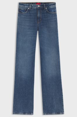 Flared-fit jeans in blue stretch denim, Dark Blue