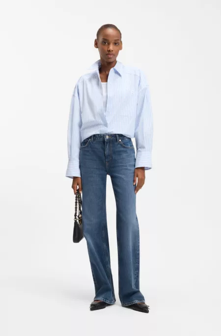 Flared-fit jeans in blue stretch denim