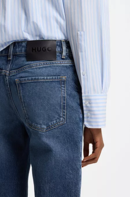 Flared-fit jeans in blue stretch denim