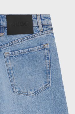 Short large en denim bleu vif, Bleu