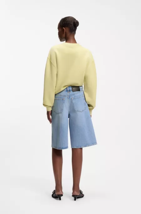 Wide-leg shorts in bright-blue denim