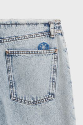 Jeans loose fit in denim rigido blu chiaro, Celeste