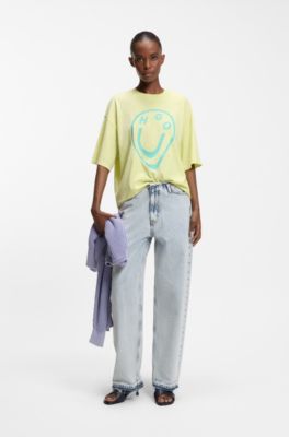 Loose-fit jeans in light-blue rigid denim, Light Blue