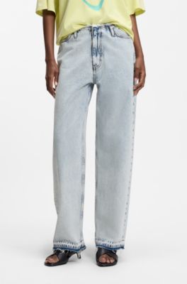 Jeans loose fit in denim rigido blu chiaro, Celeste