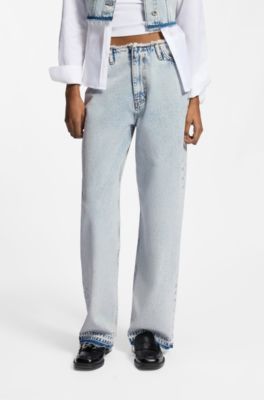 Jeans loose fit in denim rigido blu chiaro, Celeste
