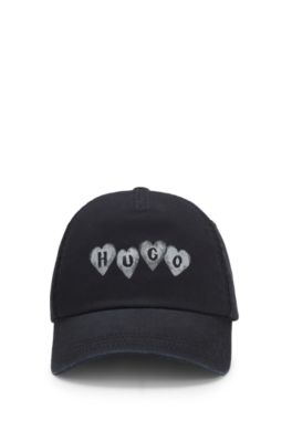 Cotton-twill cap with heart branding, Black