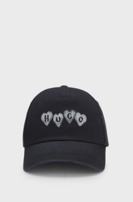 Cotton-twill cap with heart branding, Black