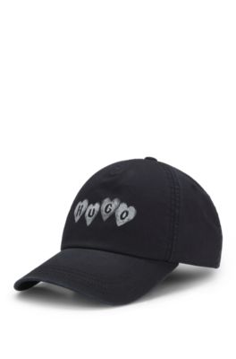 Cotton-twill cap with heart branding, Black
