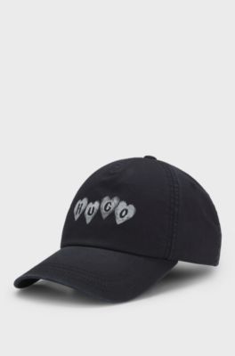 Cappellino in twill di cotone con marchio a cuore, Nero
