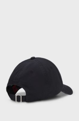 Pet van katoenen twill met merkaccent met hartjes, Zwart