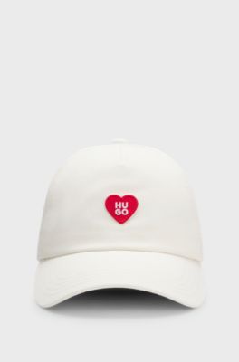 Cotton-twill cap with heart branding, White